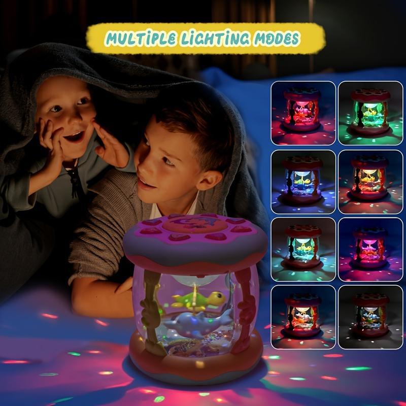 Baby Ocean Projection Lamp Toy, Rotating Light, Adjustable Volume, Music Belly Time, Encourages Crawling & Learning,The ideal Christmas gift