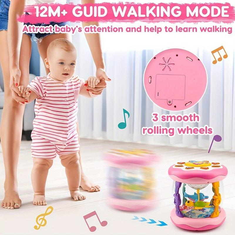 Baby Ocean Projection Lamp Toy, Rotating Light, Adjustable Volume, Music Belly Time, Encourages Crawling & Learning,The ideal Christmas gift