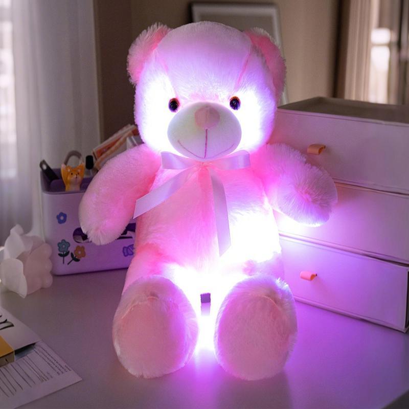 Glowing Bear Toy, 1pc Soft Bear Stuffed Doll with LED Light, Cute Animals Design Doll for Birthday Gift, Home Decoration, Sensory Toys for Kids, Kids Toys, Fidget Toys for Boys Fidgets Toys for Girls, Baby Toys, Plushies, Moveable Stuffed Animal,Gift