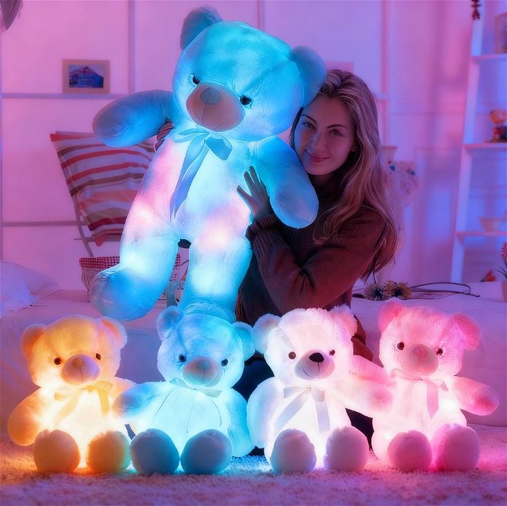 Glowing Bear Toy, 1pc Soft Bear Stuffed Doll with LED Light, Cute Animals Design Doll for Birthday Gift, Home Decoration, Sensory Toys for Kids, Kids Toys, Fidget Toys for Boys Fidgets Toys for Girls, Baby Toys, Plushies, Moveable Stuffed Animal,Gift
