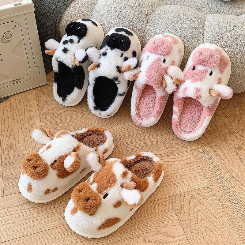 Cartoon Cow Cotton Slippers Winter Indoor Outdoor Slippers for Women & Men,For home