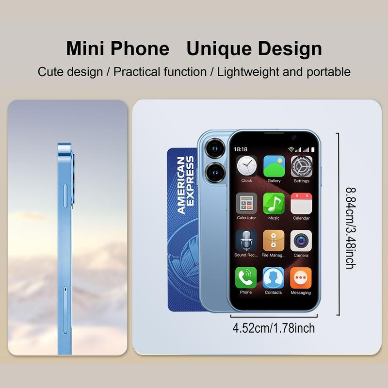 Mini Smart Phone, Portable Pocket Phone with 3.0 HD Screen, 2G/3G Unlocking Android Phone, Support WiFi Bluetooth-compatible GPS Calling MP3 MP4 APP Download,Gift