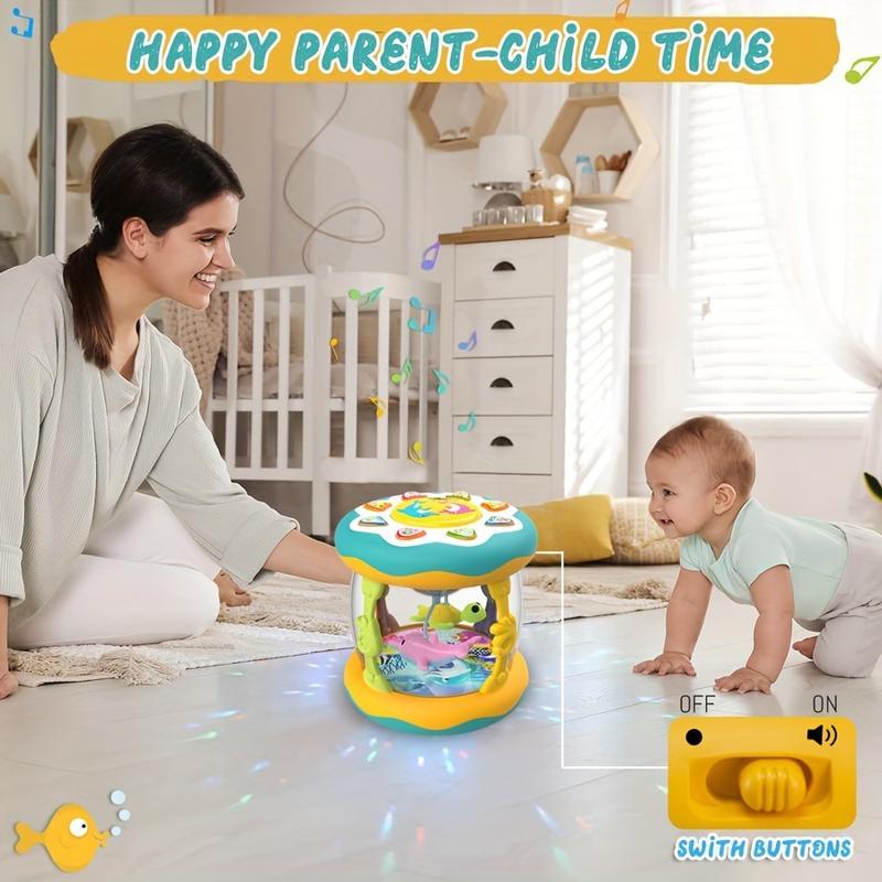 Baby Ocean Projection Lamp Toy, Rotating Light, Adjustable Volume, Music Belly Time, Encourages Crawling & Learning,The ideal Christmas gift