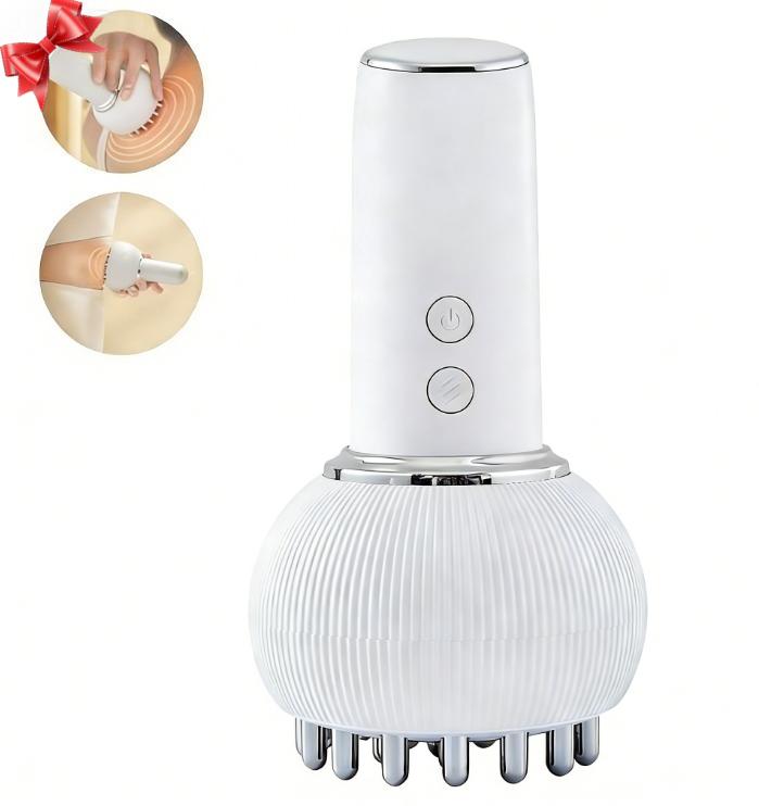 Handheld Body Massager for Legs & Belly Lymphatic Drainage Anti Swelling Tool with Heat Vibration Electric Machine Reduces Stretch Marks White Detox Gift for Women