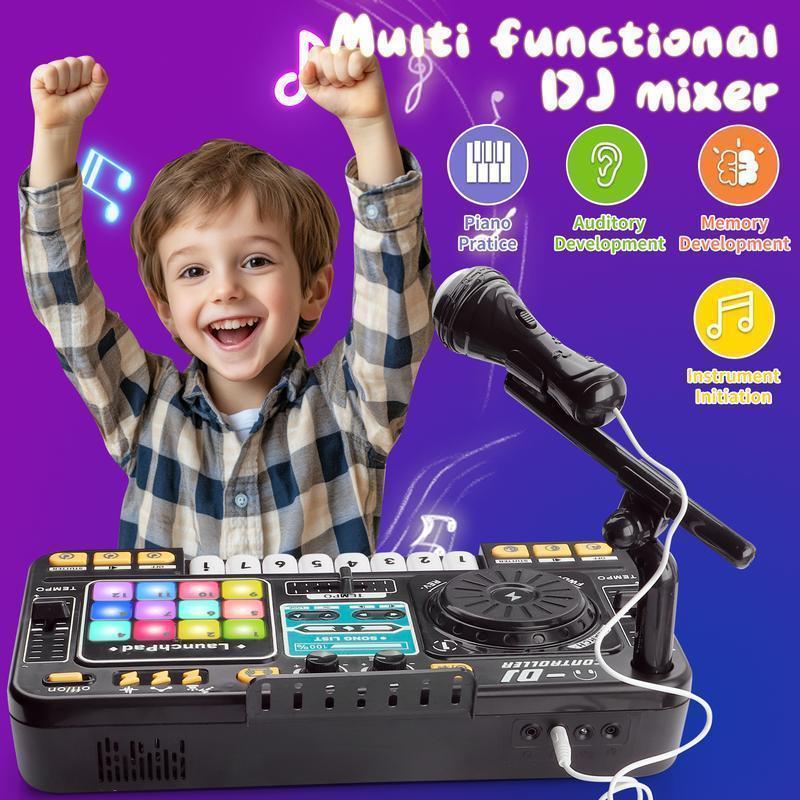 Bluetooth DJ Mixer Toy for Kids with Colorful Lights, Sound Effects & Music Fun Toys for 3-6 Years Old Boys Girls,Gift,Christmas,