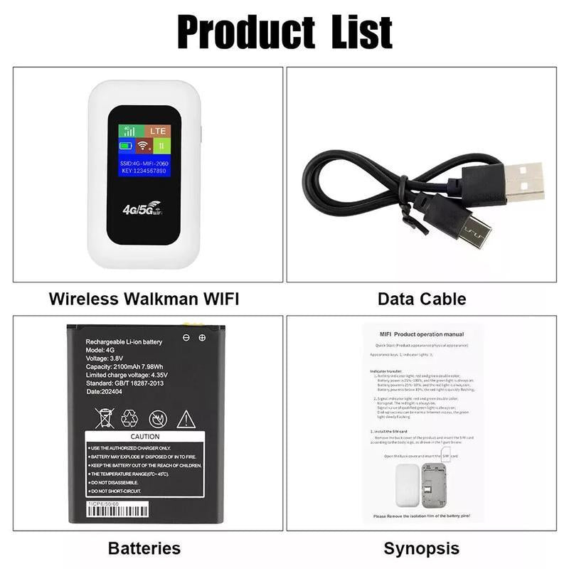 5G Unlocked LTE LCD Portable Mobile Broadband Wireless WiFi Router MiFi hotspot 150Mbps 4G/5G Bands 10 Users Battery 3000mAh Gift