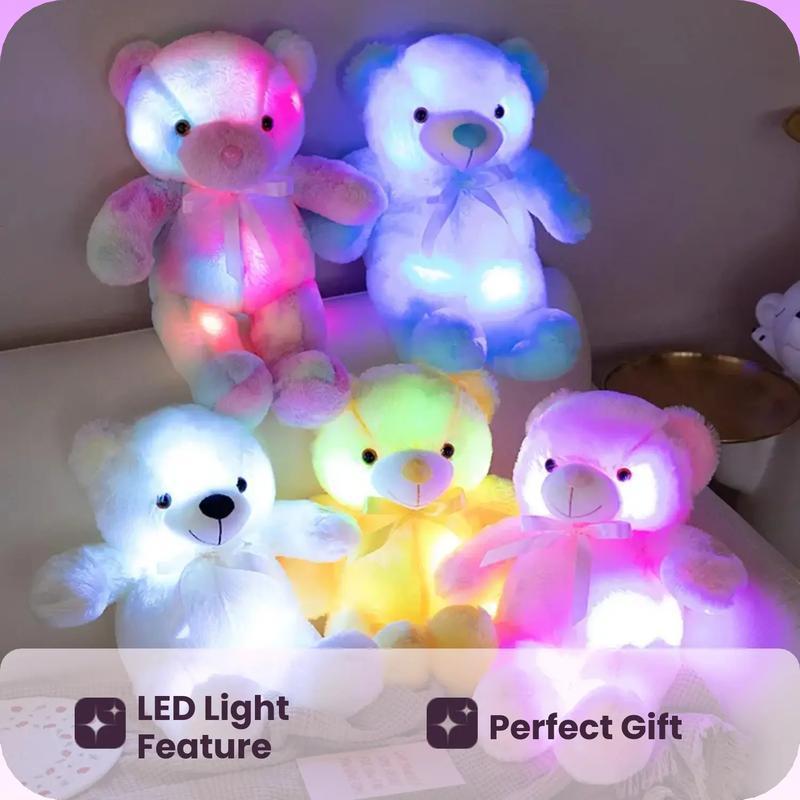 Glowing Bear Toy, 1pc Soft Bear Stuffed Doll with LED Light, Cute Animals Design Doll for Birthday Gift, Home Decoration, Sensory Toys for Kids, Kids Toys, Fidget Toys for Boys Fidgets Toys for Girls, Baby Toys, Plushies, Moveable Stuffed Animal,Gift