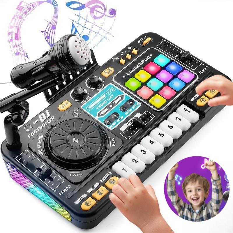 Bluetooth DJ Mixer Toy for Kids with Colorful Lights, Sound Effects & Music Fun Toys for 3-6 Years Old Boys Girls,Gift,Christmas,