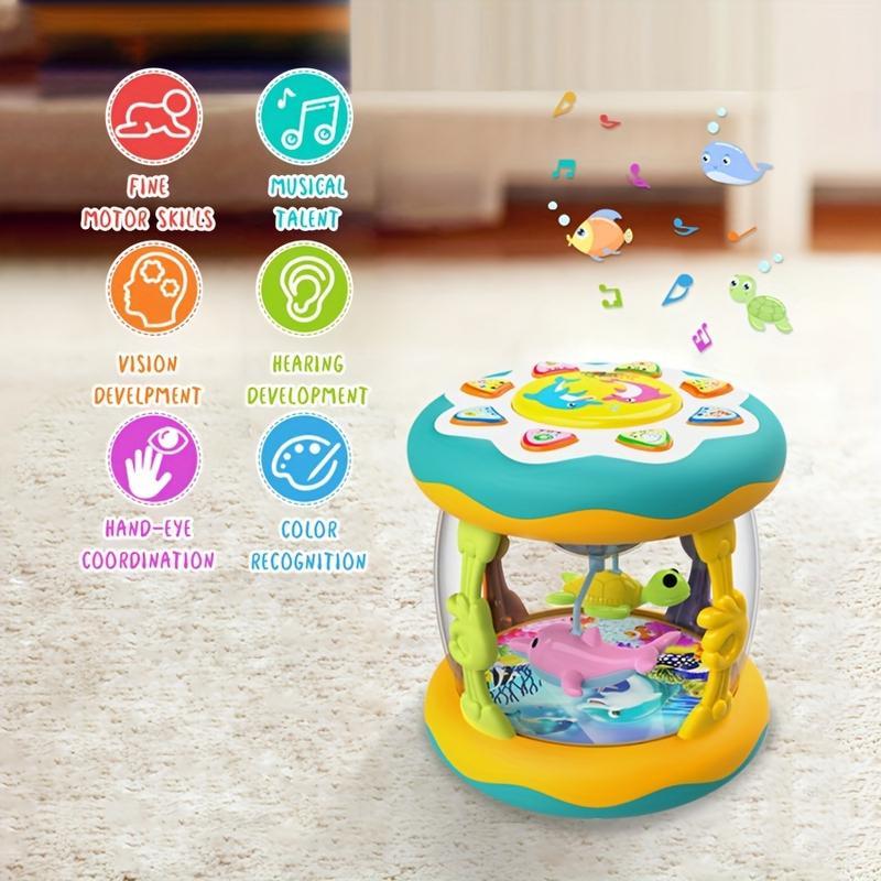 Baby Ocean Projection Lamp Toy, Rotating Light, Adjustable Volume, Music Belly Time, Encourages Crawling & Learning,The ideal Christmas gift