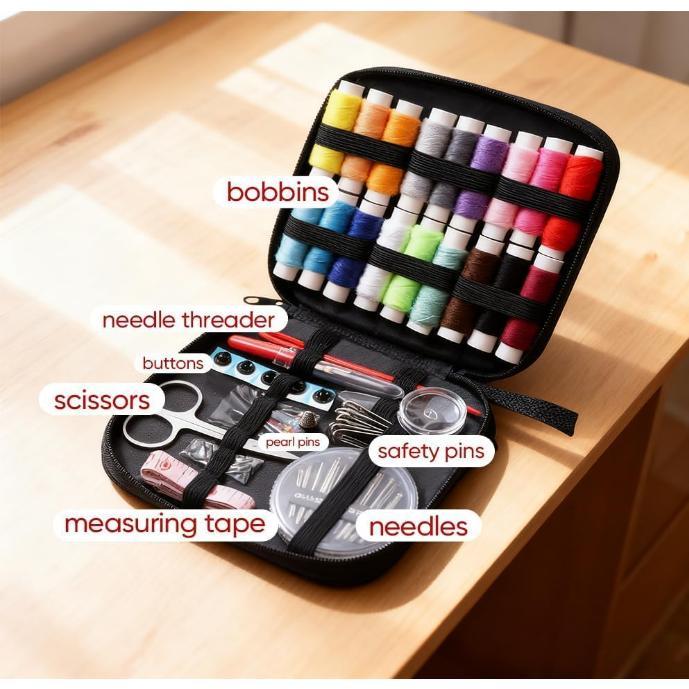 Beginner Embroidery Kit, One Portable Sewing Set with Reusable Stitch Book, 86-Piece Tools Including Threads, Needles, Scissors for Hand Embroidery, Ideal for Travel, Gifts and DIY Crafts All-In-One