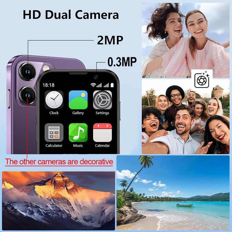 Mini Smart Phone, Portable Pocket Phone with 3.0 HD Screen, 2G/3G Unlocking Android Phone, Support WiFi Bluetooth-compatible GPS Calling MP3 MP4 APP Download