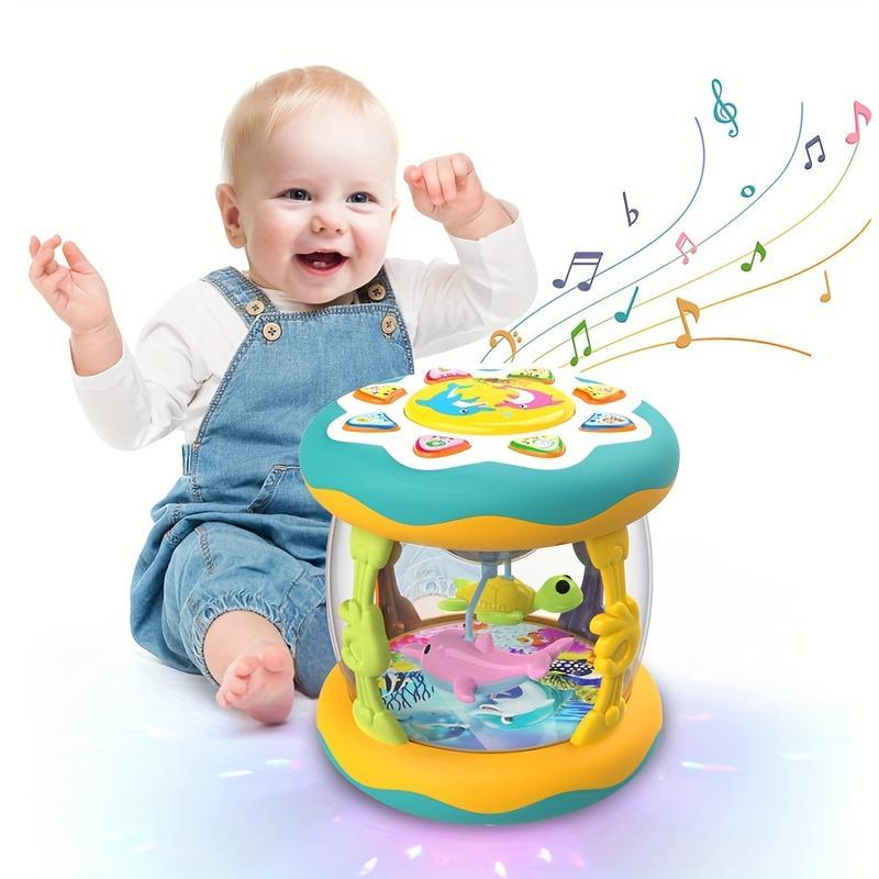 Baby Ocean Projection Lamp Toy, Rotating Light, Adjustable Volume, Music Belly Time, Encourages Crawling & Learning,The ideal Christmas gift