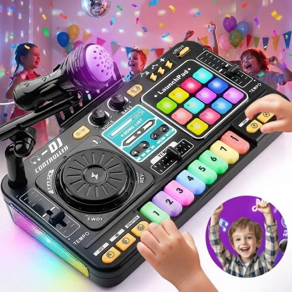 Bluetooth DJ Mixer Toy for Kids with Colorful Lights, Sound Effects & Music Fun Toys for 3-6 Years Old Boys Girls,Gift,Christmas,