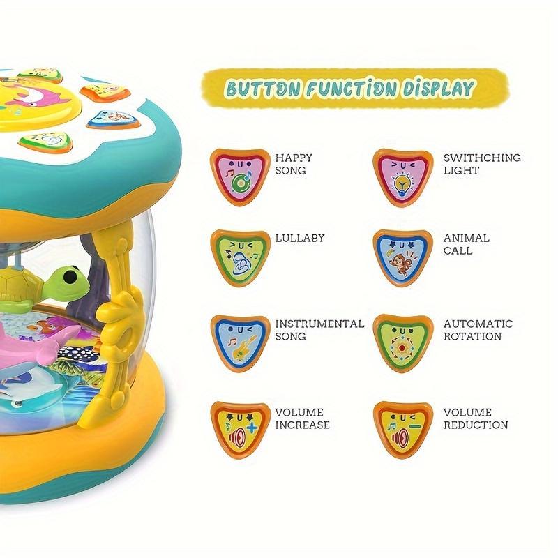 Baby Ocean Projection Lamp Toy, Rotating Light, Adjustable Volume, Music Belly Time, Encourages Crawling & Learning,The ideal Christmas gift