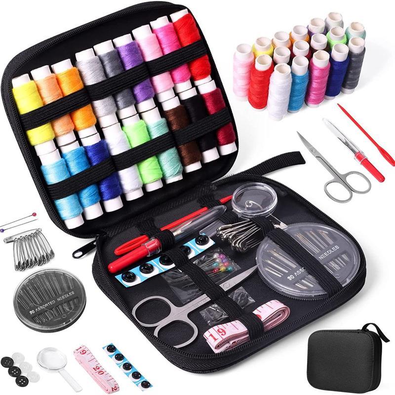 Beginner Embroidery Kit, One Portable Sewing Set with Reusable Stitch Book, 86-Piece Tools Including Threads, Needles, Scissors for Hand Embroidery, Ideal for Travel, Gifts and DIY Crafts All-In-One